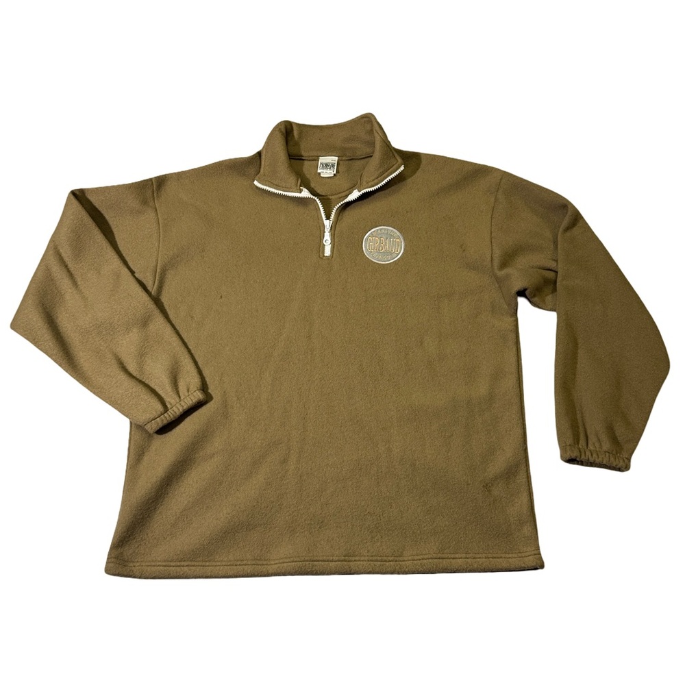 VINTAGE Marithe Francois Girbaud mens XL tan fleece 1/4 zip pullover sweater EUC